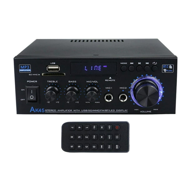 Amplificador de potencia AK45, amplificador estéreo de alta con sistema  estéreo de micrófono Receptor de audio digital Amplificador de audio  CUTICAT