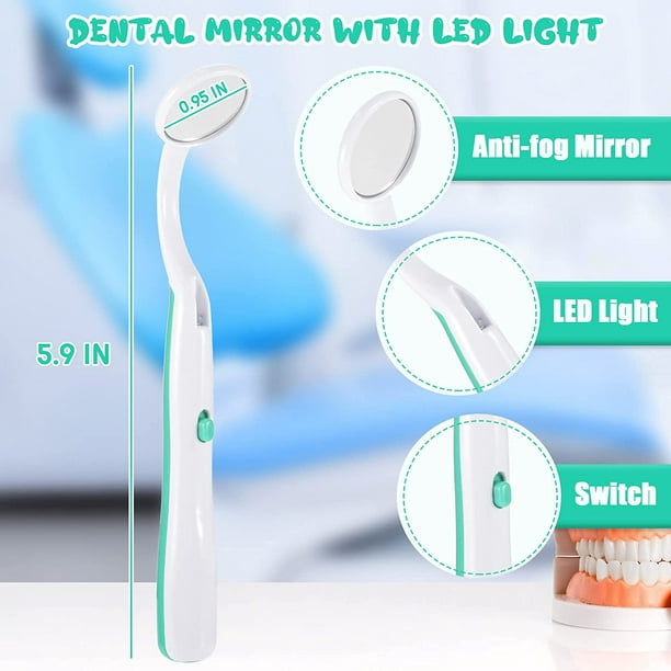 1 espejo dental con luz espejo dental espejo bucal espejo de examen espejo  bucal para el cuidado dental, verde oso de fresa Electrónica