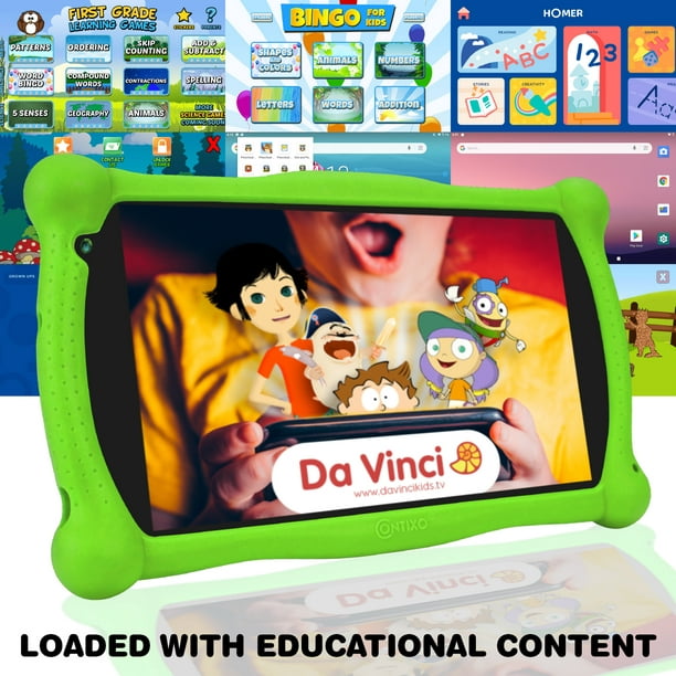 Paquete de Tablet de Aprendizaje para Niños Contixo de 7 pulgadas con  Bluetooth, Android, y Cámaras Duales de Contixo