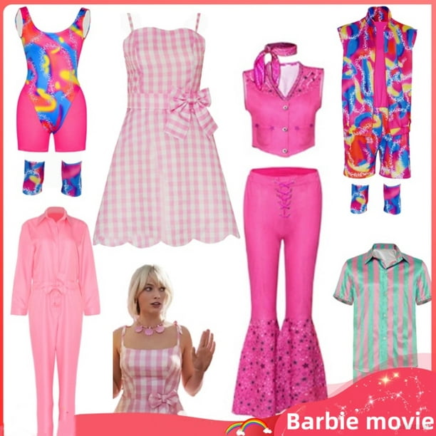 7 Pack Niñas Niños Adultos Barbie Disfraz Vestido Traje con Peluca Rosa  Party Movie Cosplay Halloween Disfraz Barbie Vestidos con accesorios