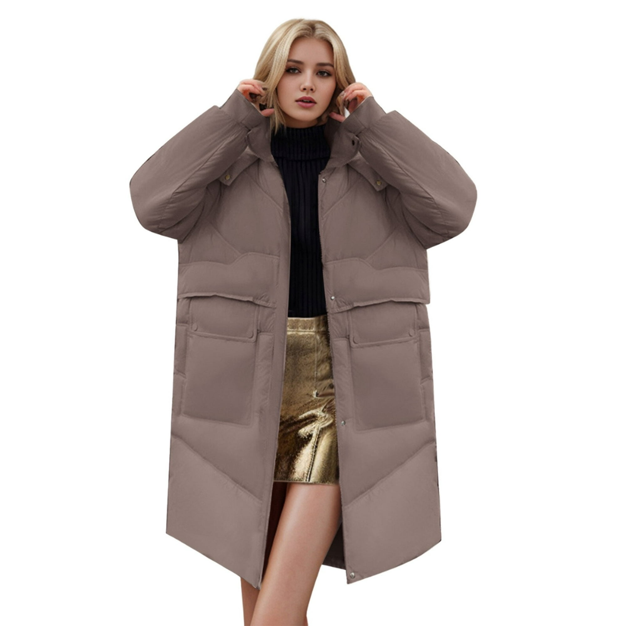 Steve Madden Abrigo de invierno para mujer, abrigo de parka acolchado de  longitud larga, forro de piel sintética, chaqueta de talla grande para  mujer