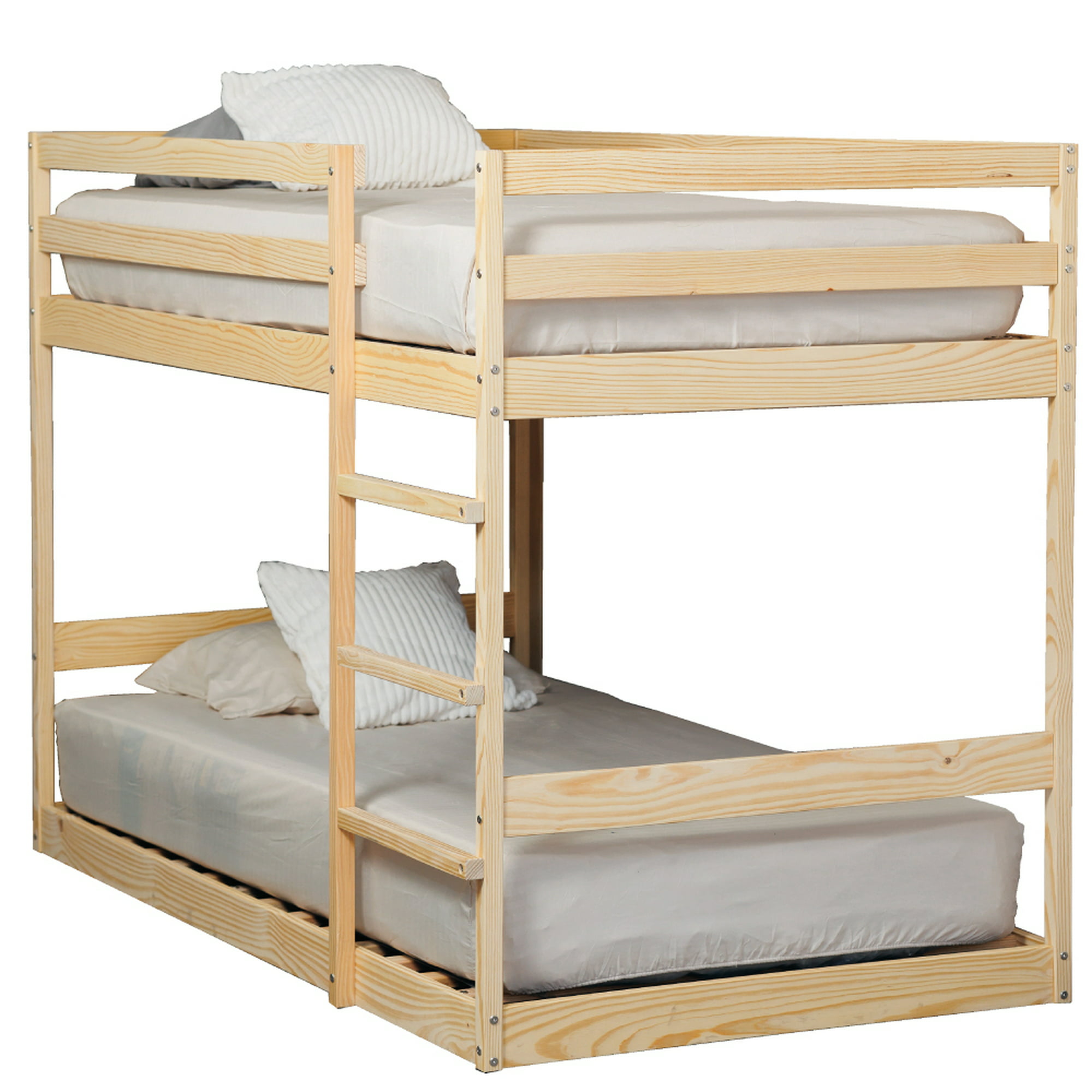 Cama de casa baja, cama individual de madera para niños, marco de cama de  estilo princesa con techo, color gris