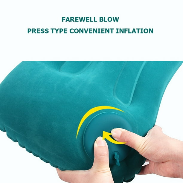 Almohada de viaje en forma de U Cojín de cuello de avión inflable de aire  (verde pavo real) JShteea Libre de BPA