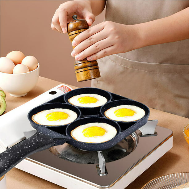 Sartén para huevos, sartén para panqueques antiadherente de 3 agujeros para  freír huevos y carnes, olla de piedra médica para el desayuno, adecuada