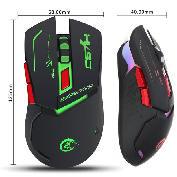 Juego de ratón inalámbrico con Gamer de 2,4G recargable para ordenador  portátil, ratón retroiluminado con respiración de 7 colores Negro 01  Soledad Teclado inalámbrico portátil