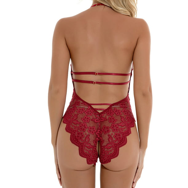esquema Tropical Anoi Conjunto de lencería Body de encaje Body hueco para luna de miel Tmvgtek  para mujer Rojo T S | Walmart en línea