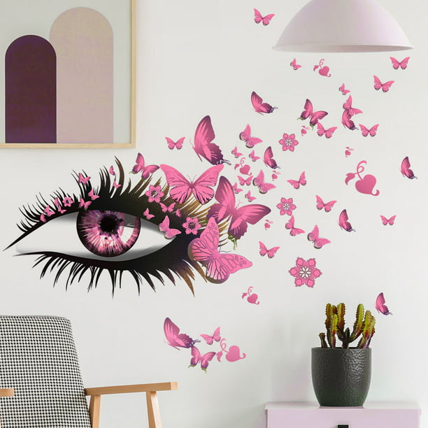 Pegatinas de pared decorativas creativas de mariposa de pestañas