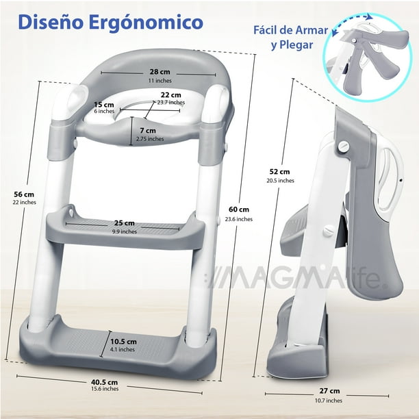 Asiento de Inodoro Para Niños Altura Ajustable Asiento con Escalera y  Manija Plegable Inodoro Entrenamiento para