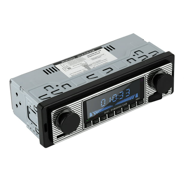 Qiilu Auto Radio, Auto Bluetooth Radio Classic Auto Stereo Reproductor de  música MP3 con Unidad Principal USB//AUX/FM en el Tablero(12V) Ecomeon no