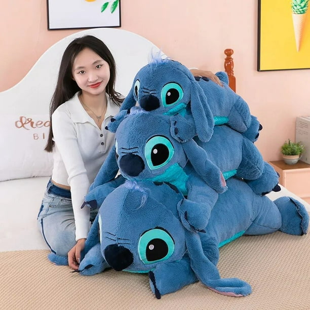 Disney-muñeco de peluche de Stitch para niños y niñas, juguete de almohada  suave para dormir, sofá de Animal de dibujos animados Kawaii azul, regalos