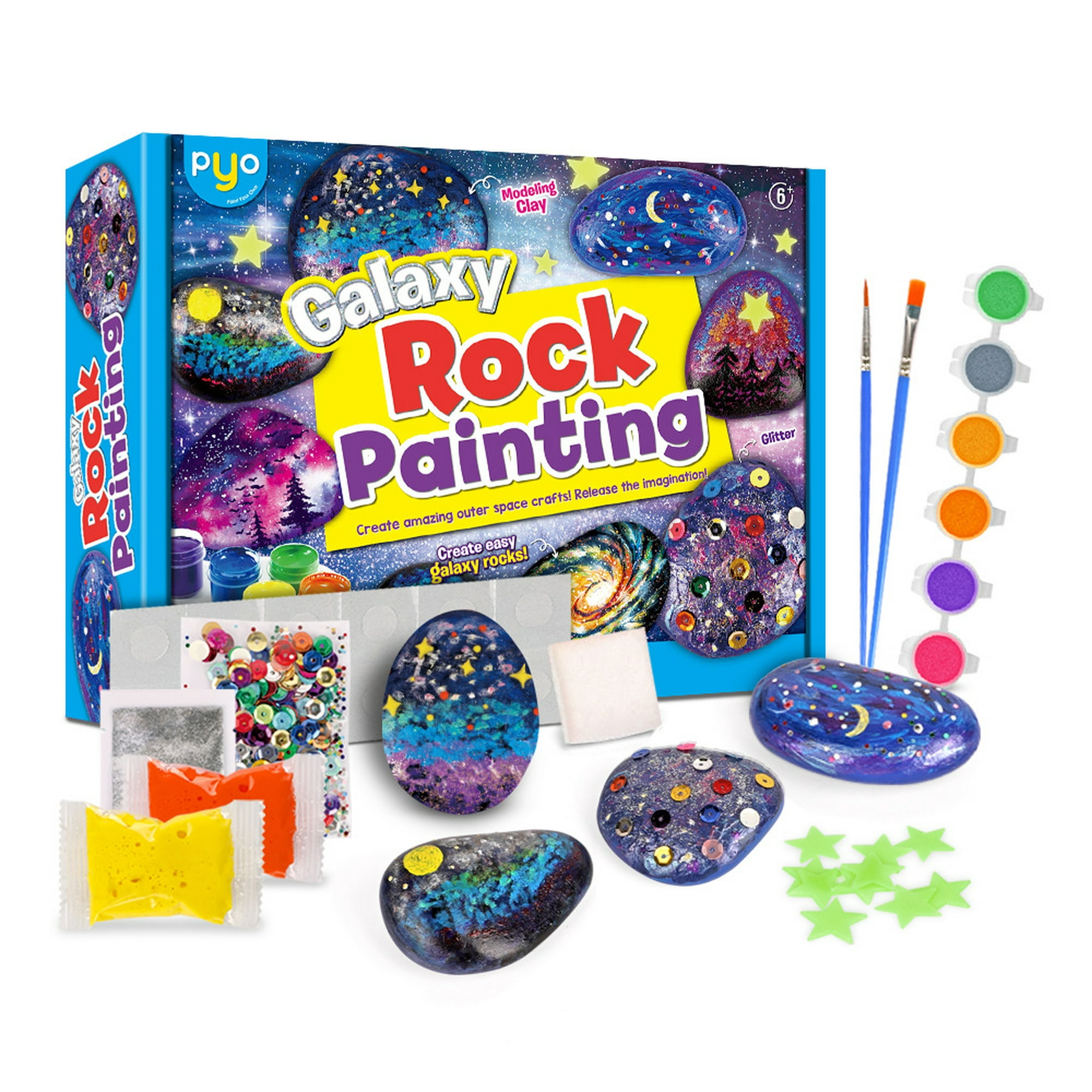  Kit de pintura de roca para niños, juego de pintura de color de  bricolaje de piedra, juguete de actividades de pintura creativa, regalo de  dibujo de artes y manualidades para niños