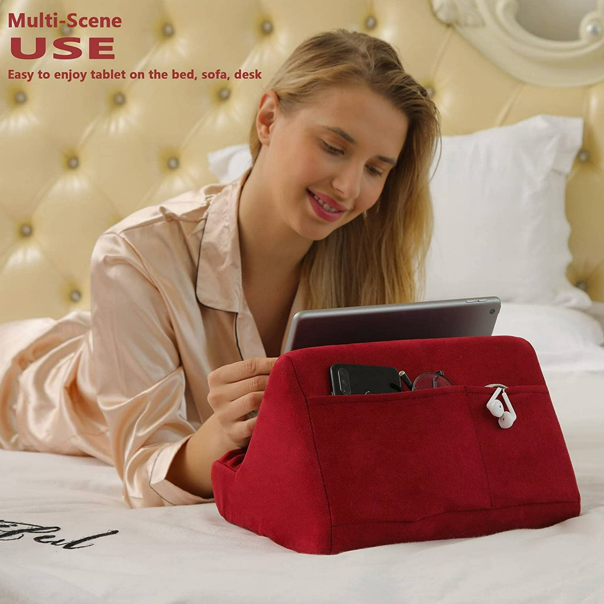 Flippy Soporte de almohada para tablet y soporte para iPad para regazo,  escritorio y cama, multiángulo