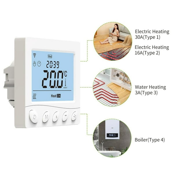 Termostato WiFi inteligente de 16A para agua/calefacción eléctrica
