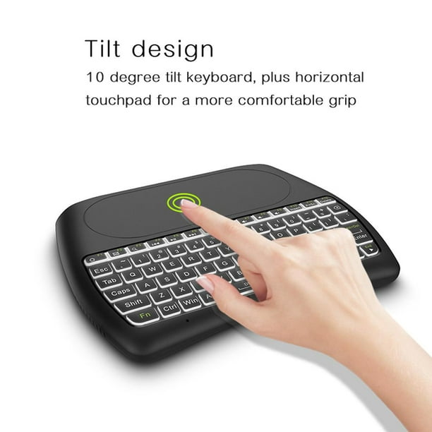  Mini teclado inalámbrico con combo de mouse Touchpad,  retroiluminación RGB de 7 colores, mini teclado portátil de 2.4 GHz con  batería recargable de iones de litio para Android TV, Smart TV
