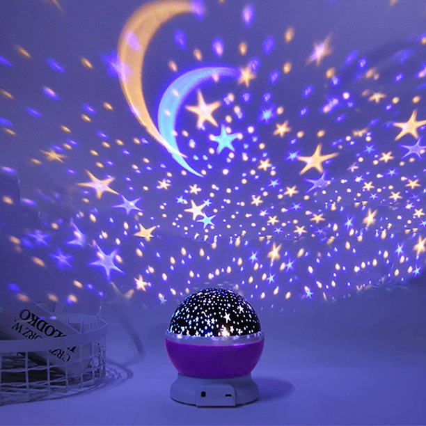 Proyector de luz nocturna para niños, proyector de luz de estrellas con  cable USB, rotación de 360 grados, lámpara de proyector de estrellas para