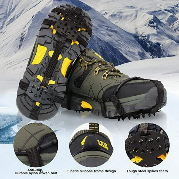 Crampones prémium para botas de montaña con 19 puntas de acero inoxidable –  garras profesionales antideslizantes para nieve y hielo – clavos de