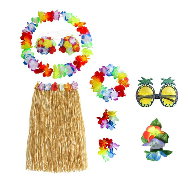 Falda hawaiana de hula para adultos, vestido de baile de hierba Luau,  suministros de decoración de fiesta