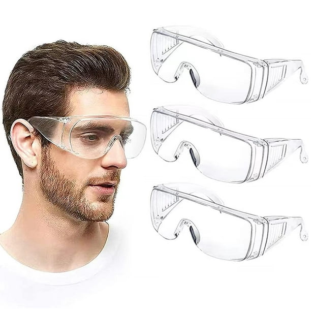 Anteojos de seguridad antivaho para mujeres y hombres, protección UV,  antiarañazos, gafas de seguridad sobre gafas (cuadrado rosa transparente)