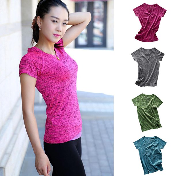  Camisetas deportivas para mujer, camiseta de manga T, camiseta  de fitness para entrenamiento, pantalón corto de yoga y manga corta para  mujer, Negro, XXL : Ropa, Zapatos y Joyería