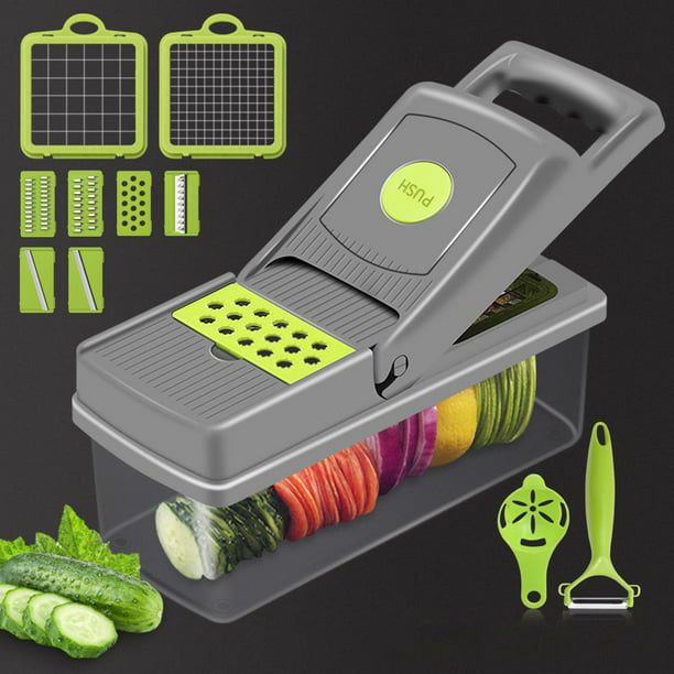 Cortador de verduras 10-en-1 con 8 cuchillas Picador de cebolla y verduras