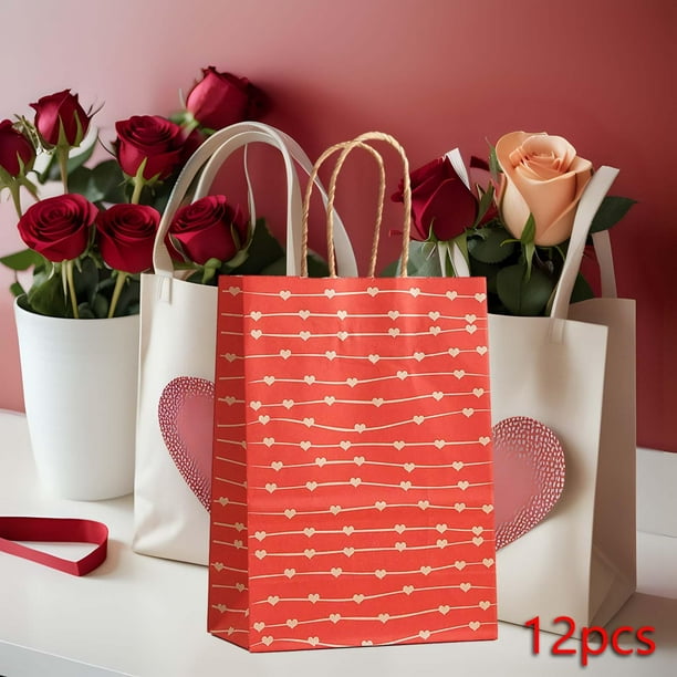 4 bolsas de papel de regalo para el día de San Valentín con asas, creativas  y únicas bolsas de regalo del día de San Valentín para aniversario