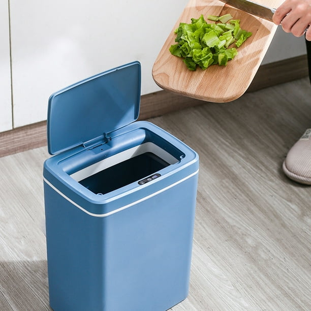 Papelera Cocina Eléctrico Molde de Cocina Cubo de basura con sensor  inteligente Cubo de basura automático Cubo de basura con carga USB (Azul)  Likrtyny