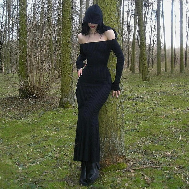 Vestido largo ajustado negro