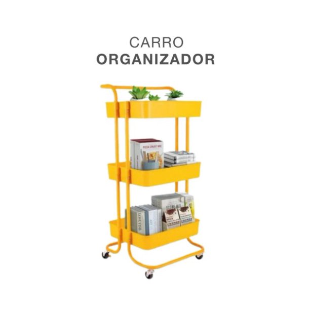 Organizador con gavetas de 3 niveles, color negro con amarillo