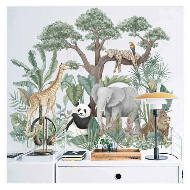  Un conjunto de pegatinas de pared de animales de la selva tropical de  dibujos animados extraíbles, c JAMW Sencillez | Bodega Aurrera en línea