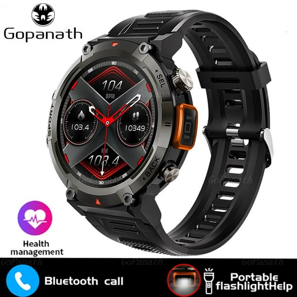 Smartwatch - SYNTEK Reloj inteligente con pulsómetro y tensiómetro Reloj  con brújula iluminada por LED, Silicona, Negro