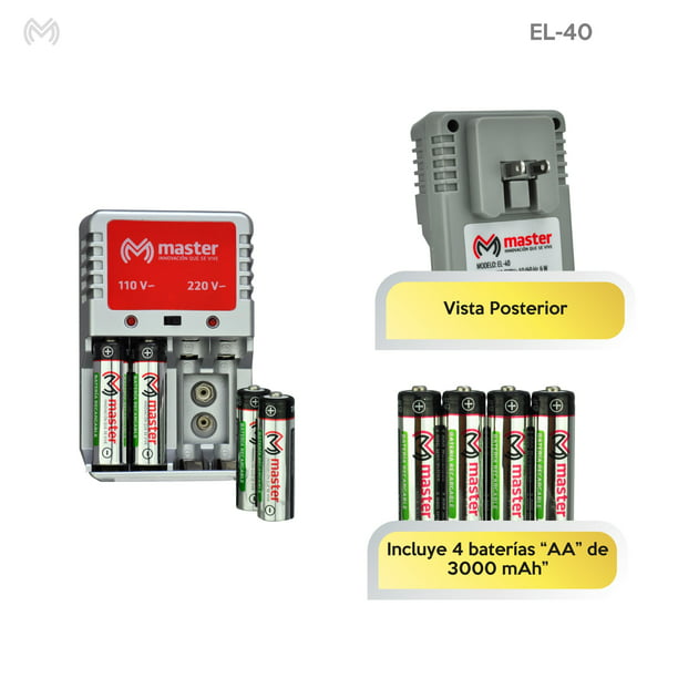 Cargador Baterias Aa Aaa 9v 4 Aaa 4 Aa Y 2 Para 9v El-40 Master EL-40