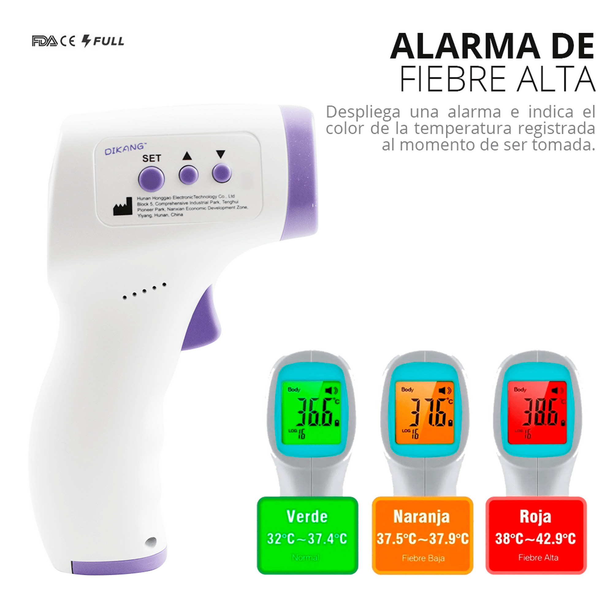 Termómetro infrarrojo digital portatil para la frente profesional para