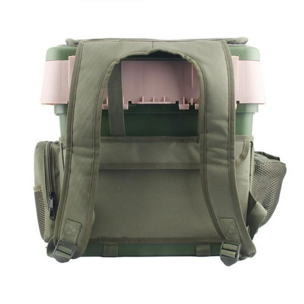 Mochila con caja para asiento de pesca, bolsa de almacenamiento duradera  multifuncional para aparejos de pesca Verde Sharpla mochila para asiento de  pesca