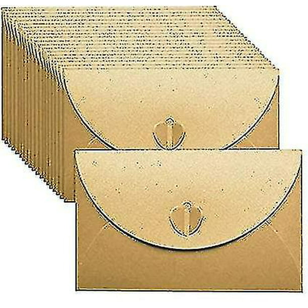 Mini sobres de papel Kraft, paquete de 100, papel fuerte de 35 libras,  solapa puntiaguda, uso con tarjetas de regalo, efectivo, tarjetas de RSVP