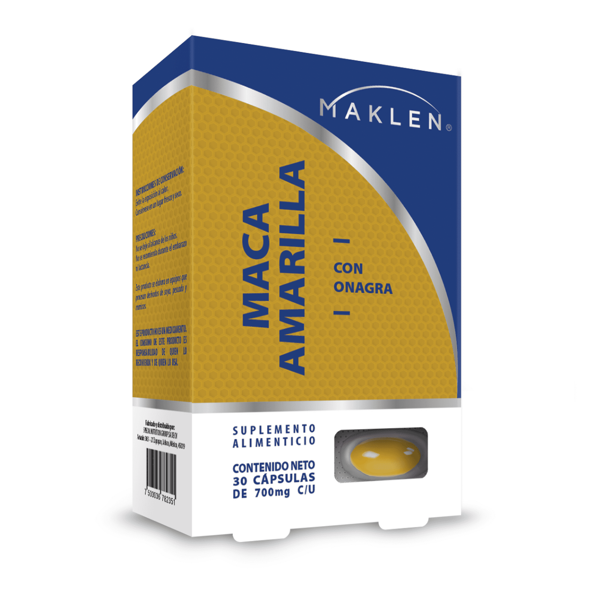 Maca Amarilla con Aceite de Onagra (Prímula) MAKLEN 30 Cápsulas