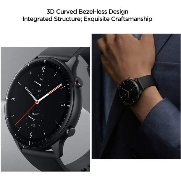 Smartwatch Amazfit Gtr 2 Negro Reloj Inteligente Llamadas por Bluetooth  Alexa GPS Pantalla Siempre Visible Para Controlar el tiempo Duración de 14  días Amazfit Gtr 2 Black