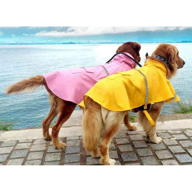 Chubasquero impermeable ajustable con capucha para perros y mascotas,  chaqueta impermeable reflectante para perros, ropa impermeable para perros  pequeños, medianos, L (XXL, rosa) JFHHH pequeña