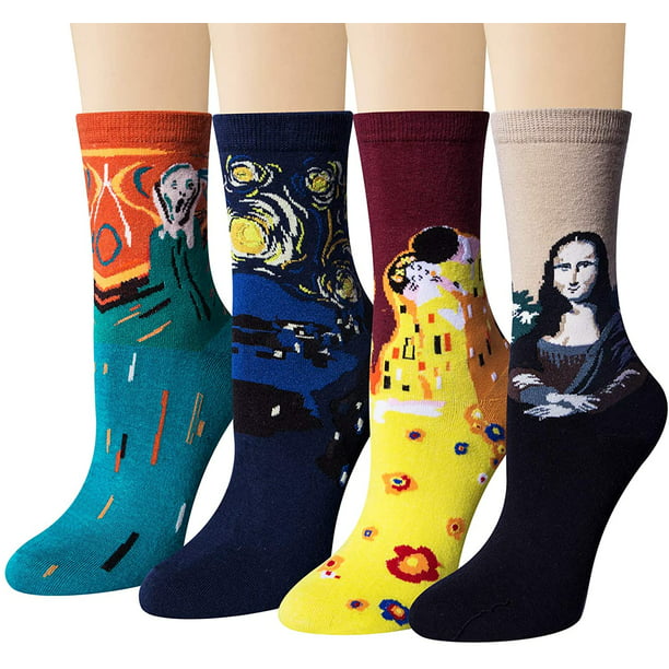 4-6 pares de calcetines mujer, calcetines de arte con estampado de pinturas famosas Zhivalor | Walmart en línea