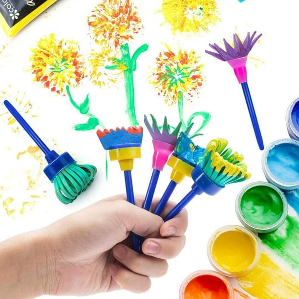 Pinceles de pintura de esponja para niños, herramientas de dibujo para niños,  pintura temprana, manualidades artísticas
