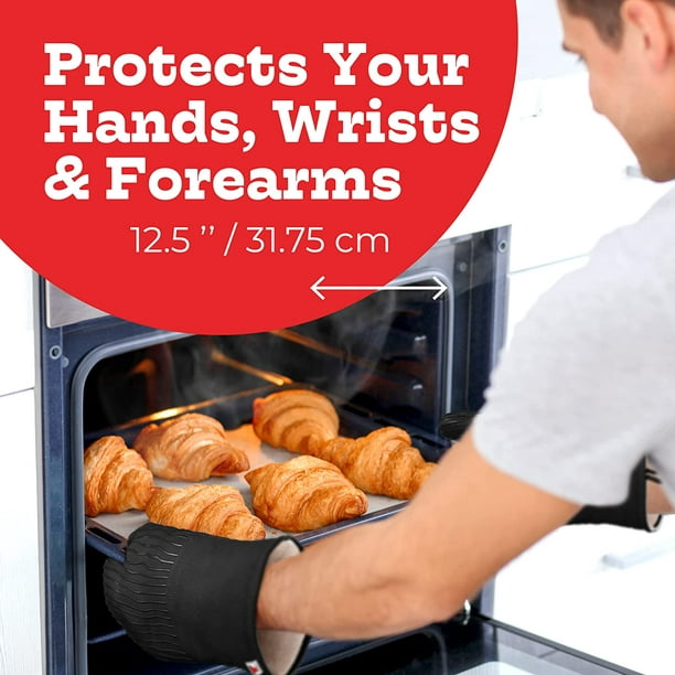 1 par de guantes de horno para cocina, resistentes al calor, forro de  algodón suave, guantes de horno de silicona antideslizantes, guantes de  horno