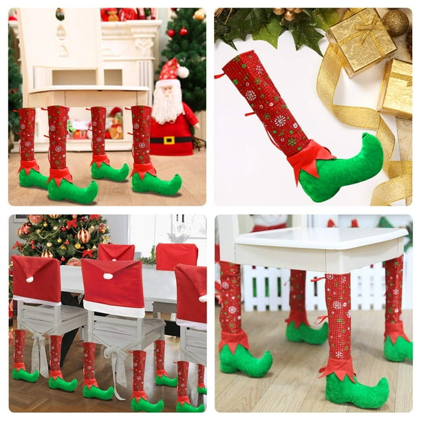 Creativos Elfos Silla Pierna Calcetines Silla Navidad Cubierta Calcetines  para Hogar Fiesta Decoración