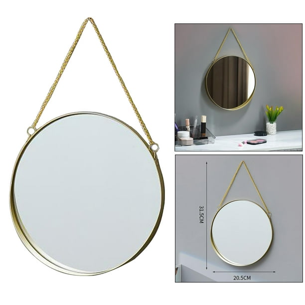 Nordic pared redonda colgante espejo tocador de oro Espejos de maquillaje  decoración del dormitorio del baño - S Sunnimix grandes espejos para  dormitorio