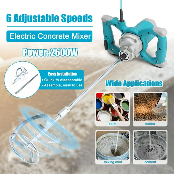 2600W Mezclador de concreto eléctrico Mezclador de cemento de mano portátil  6 yeacher Batidoras
