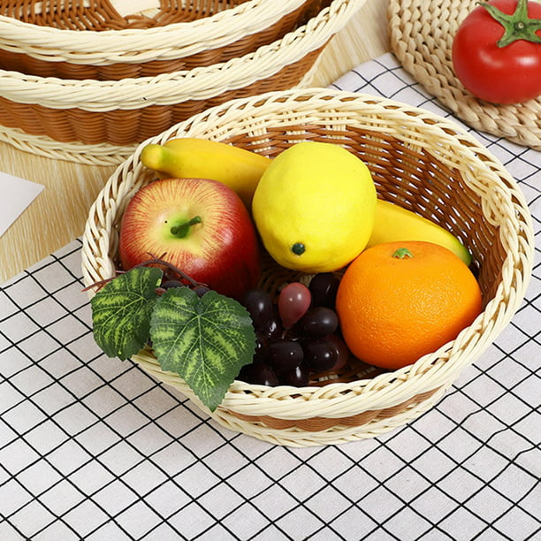 Cesta de mimbre para pan, comida tejida de mesa, frutas y verduras, cesta  para servir restaurante (11 x 7.5 x 3.9 pulgadas)