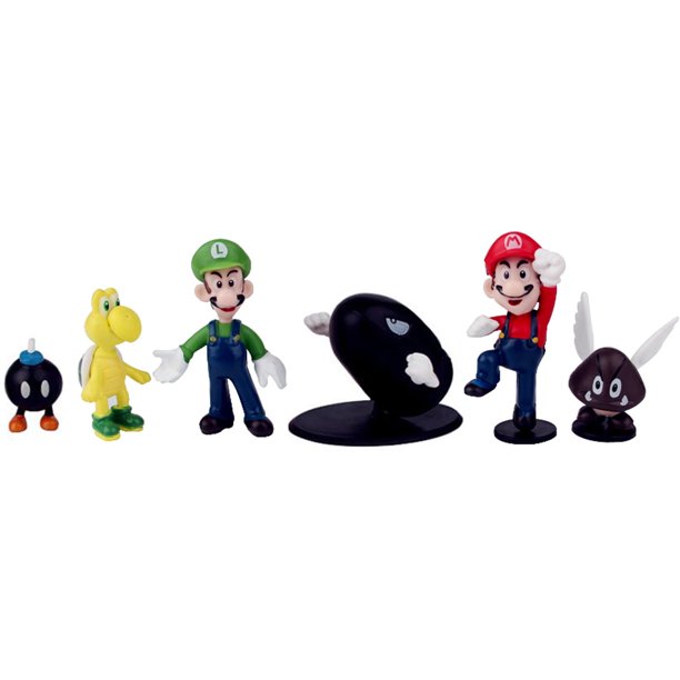 Figuras de acción de Super Mario Bros para niños, juguetes de Pvc, modelos  de Luigi, Yoshi, Donkey Kong, seta, regalos de cumpleaños, 6 unidades por  Set