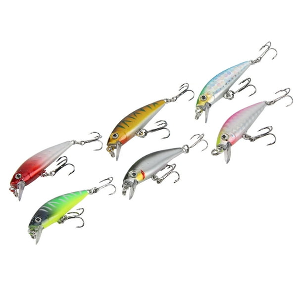 Bass Crankbaits Fishing Lures Minnow Lures with Treble Hook Fishing Gear  Fishing Lures 6pcs Fishing Accessories for Freshwater Saltwater ANGGREK  Otros