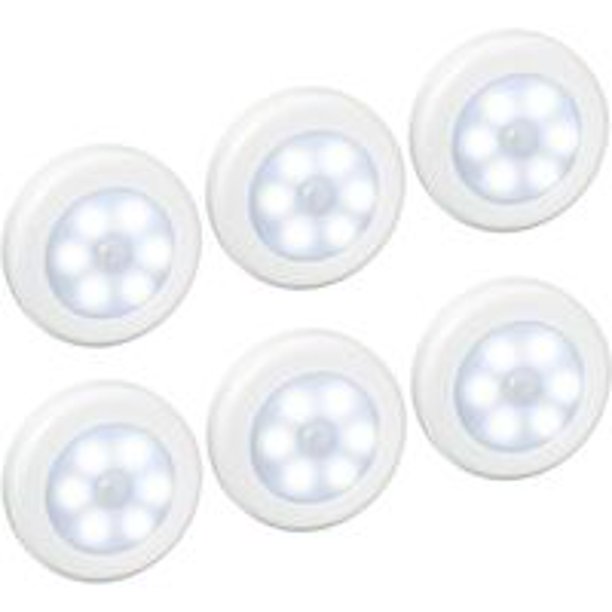 Paquete de 6) luces LED con sensor, luces con sensor de movimiento, luces  para armario, alimentadas por batería (no incluidas), luces LED para  escaleras, gabinetes, armarios, fáci