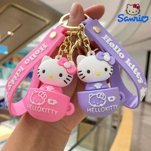 LLavero de Hello Kitty, accesorios Kawaii Sanrio, adornos de muñeca de  dibujos animados, Pvc, taza de goma suave, bolsa Kt, colgante de coche,  regalo para niña Fivean unisex