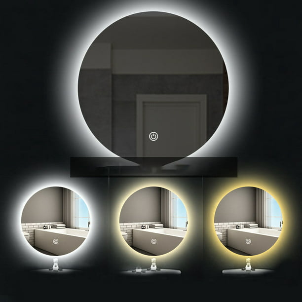 Espejo redondo con luz LED Espejo de maquillaje LED con sensor táctil, luz  cálida, 40x40cm