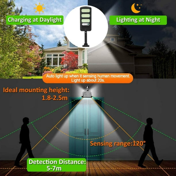 Luz Lamparas 213 LED Luces Solares Exterior Para Patio Con Sensor De  Movimiento